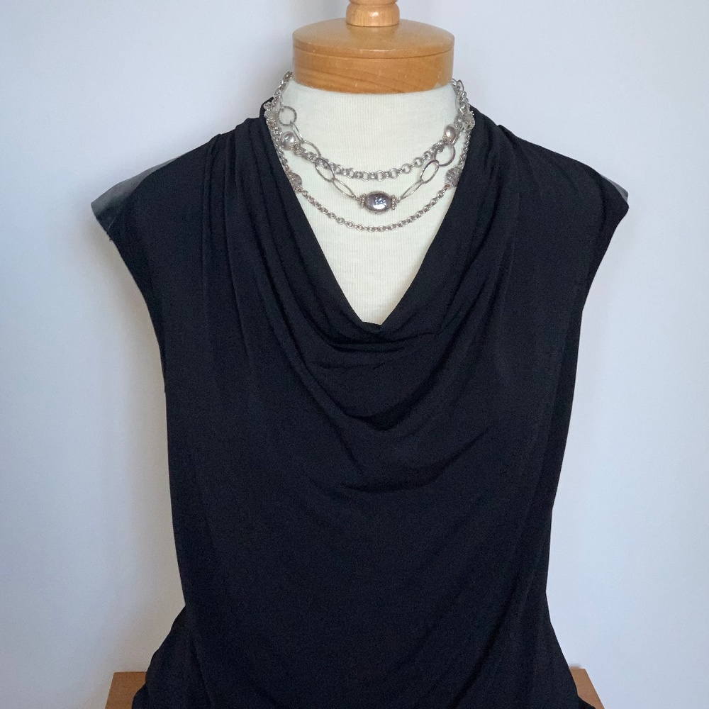 Ann Taylor black cowl-neck cap sleeve top size med